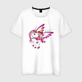 Мужская футболка хлопок с принтом ЕДИНОРОГ в Санкт-Петербурге, 100% хлопок | прямой крой, круглый вырез горловины, длина до линии бедер, слегка спущенное плечо. | cute | fairy | miracle | pink | pony | princess | unicorn | wings | единорог | крылья | милый | пони | розовый | фея | чудо