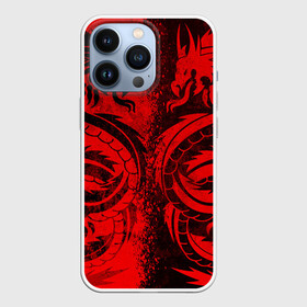 Чехол для iPhone 13 Pro с принтом BLACK RED DRAGONS TATOO в Санкт-Петербурге,  |  | Тематика изображения на принте: anime | china | dragon | japan | katana | samurai | smoke | snake | sword | tattoo | аниме | дракон | дым | змей | катана | китай | меч | самурай | тату | татуировка | япония