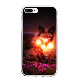 Чехол для iPhone 7Plus/8 Plus матовый с принтом Лисица с фонариками в Санкт-Петербурге, Силикон | Область печати: задняя сторона чехла, без боковых панелей | Тематика изображения на принте: fox | foxy | животное | звери | лиса | лисенок | лисичка | милая | рыжая | фокс