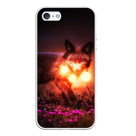 Чехол для iPhone 5/5S матовый с принтом Лисица с фонариками в Санкт-Петербурге, Силикон | Область печати: задняя сторона чехла, без боковых панелей | Тематика изображения на принте: fox | foxy | животное | звери | лиса | лисенок | лисичка | милая | рыжая | фокс