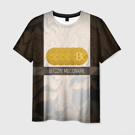 Мужская футболка 3D с принтом Bitcoin | Биткоин | Миллионер в Санкт-Петербурге, 100% полиэфир | прямой крой, круглый вырез горловины, длина до линии бедер | bitcoin | millioniare | акции | акционер | биткоин | биток | инвестиции | инвестиция | инвестор | миллионер | монета