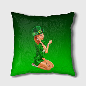 Подушка 3D с принтом девушка лепрекон в зеленом в Санкт-Петербурге, наволочка – 100% полиэстер, наполнитель – холлофайбер (легкий наполнитель, не вызывает аллергию). | состоит из подушки и наволочки. Наволочка на молнии, легко снимается для стирки | 17 марта | девушка | день святого патрика | зеленый | зеленый костюм | ирландия | клевер | кружка | лепрекон | модель | монеты | рисунок | традиции | эль
