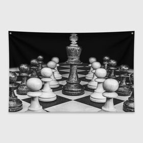Флаг-баннер с принтом Шахматы в Санкт-Петербурге, 100% полиэстер | размер 67 х 109 см, плотность ткани — 95 г/м2; по краям флага есть четыре люверса для крепления | Тематика изображения на принте: доска | игра | игровая | игры | короли | король | логика | настольная | настольные | пешка | пешки | спорт | туча | шахматный | шахматы