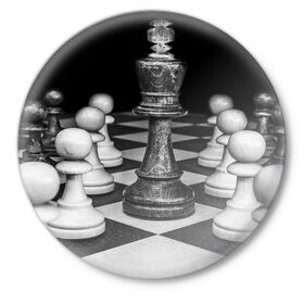 Значок с принтом Шахматы в Санкт-Петербурге,  металл | круглая форма, металлическая застежка в виде булавки | Тематика изображения на принте: доска | игра | игровая | игры | короли | король | логика | настольная | настольные | пешка | пешки | спорт | туча | шахматный | шахматы