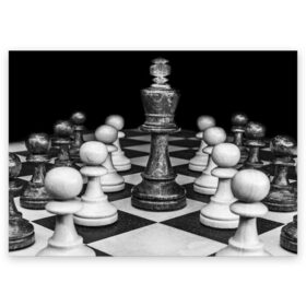 Поздравительная открытка с принтом Шахматы в Санкт-Петербурге, 100% бумага | плотность бумаги 280 г/м2, матовая, на обратной стороне линовка и место для марки
 | Тематика изображения на принте: доска | игра | игровая | игры | короли | король | логика | настольная | настольные | пешка | пешки | спорт | туча | шахматный | шахматы