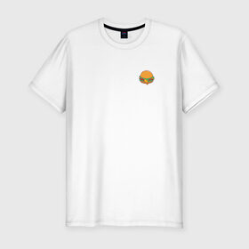 Мужская футболка хлопок Slim с принтом Бургер в Санкт-Петербурге, 92% хлопок, 8% лайкра | приталенный силуэт, круглый вырез ворота, длина до линии бедра, короткий рукав | hamburger | бургер | бутерброд | гамбургер | еда | фастфуд