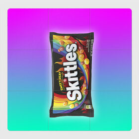 Магнитный плакат 3Х3 с принтом Skittles | Черный в Санкт-Петербурге, Полимерный материал с магнитным слоем | 9 деталей размером 9*9 см | black | skittles | sweet heat | градиент | зеленый | радуга | розовый | синий | скитлс | черный