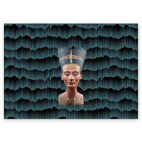 Поздравительная открытка с принтом Нефертити в Санкт-Петербурге, 100% бумага | плотность бумаги 280 г/м2, матовая, на обратной стороне линовка и место для марки
 | африка | божества | волны | геометрия | египет | маска | нефертити | фараон | царица