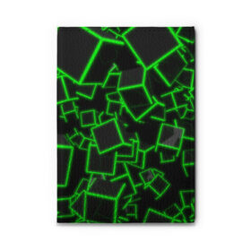 Обложка для автодокументов с принтом Cyber cube в Санкт-Петербурге, натуральная кожа |  размер 19,9*13 см; внутри 4 больших “конверта” для документов и один маленький отдел — туда идеально встанут права | Тематика изображения на принте: 3д кубики | cyber cube | кибер куб | куб | неоновые кубики