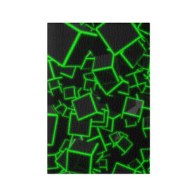 Обложка для паспорта матовая кожа с принтом Cyber cube в Санкт-Петербурге, натуральная матовая кожа | размер 19,3 х 13,7 см; прозрачные пластиковые крепления | Тематика изображения на принте: 3д кубики | cyber cube | кибер куб | куб | неоновые кубики