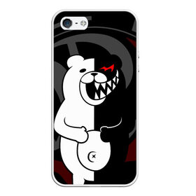 Чехол для iPhone 5/5S матовый с принтом MONOKUMA | МОНОКУМА | DANGANRO в Санкт-Петербурге, Силикон | Область печати: задняя сторона чехла, без боковых панелей | anime | bear | black  white | danganronpa | kurokuma | monodam | monokuma | monomi | monotaro | rabbit | school | shirokuma | аниме | главарь | мoноми | монокума | черно белый | школа