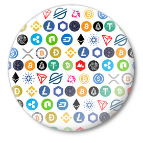 Значок с принтом BITCOIN PATTERN | БИТКОИН(Z) в Санкт-Петербурге,  металл | круглая форма, металлическая застежка в виде булавки | binance coin | bitcoin | blockchain | btc | cardano | crypto | ethereum | polkadot | tether | xrp | биткоин | блокчейн | валюта | деньги | криптовалюта | майнер | майнинг | паттерн | цифровая валюта | цифровое золото | эфир