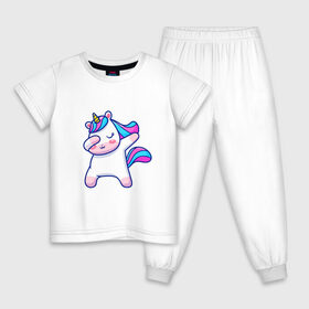 Детская пижама хлопок с принтом Cute unicorn в Санкт-Петербурге, 100% хлопок |  брюки и футболка прямого кроя, без карманов, на брюках мягкая резинка на поясе и по низу штанин
 | даб | детский единорог | единорог | единорог арт | единорог вектор | единорог даб | радужный единорог | розовый единорог