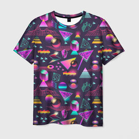 Мужская футболка 3D с принтом Vaporwave art в Санкт-Петербурге, 100% полиэфир | прямой крой, круглый вырез горловины, длина до линии бедер | абстракция | арт | вапорвейв | геометрия | ретро | рисунок | текстура | узор | хипстер