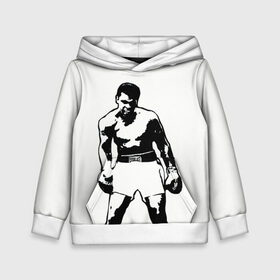 Детская толстовка 3D с принтом The Greatest (Muhammad Ali) в Санкт-Петербурге, 100% полиэстер | двухслойный капюшон со шнурком для регулировки, мягкие манжеты на рукавах и по низу толстовки, спереди карман-кенгуру с мягким внутренним слоем | ali | clay | mohammed | али | боец | боксер | величайший | возможность | искусства | касиус | клей | личность | мозайка | мотивация | мохаммед | мухамед | перчатки | сила | слова | спорт | темный | узор