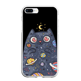 Чехол для iPhone 7Plus/8 Plus матовый с принтом КОСМИЧЕСКИЙ КОТ в Санкт-Петербурге, Силикон | Область печати: задняя сторона чехла, без боковых панелей | артемис | астероиды | вселенная | галактика | диана | звезды | кометы | космос | кот | котенок | котик | луна | месяц | ночь | планеты | сейлор мун | туманность | черная кошка