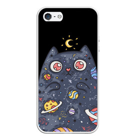 Чехол для iPhone 5/5S матовый с принтом КОСМИЧЕСКИЙ КОТ в Санкт-Петербурге, Силикон | Область печати: задняя сторона чехла, без боковых панелей | артемис | астероиды | вселенная | галактика | диана | звезды | кометы | космос | кот | котенок | котик | луна | месяц | ночь | планеты | сейлор мун | туманность | черная кошка
