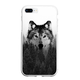 Чехол для iPhone 7Plus/8 Plus матовый с принтом Волк в Санкт-Петербурге, Силикон | Область печати: задняя сторона чехла, без боковых панелей | tegunvteg | волк | деревья | красивый лес | лес | листья | природа | собака | темный лес