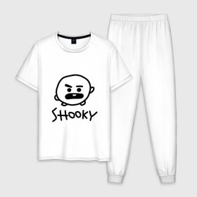 Мужская пижама хлопок с принтом SHOOKY | BTS в Санкт-Петербурге, 100% хлопок | брюки и футболка прямого кроя, без карманов, на брюках мягкая резинка на поясе и по низу штанин
 | army | bangtan boys | bt21 | bts | bts stickers | chimmy | cooky | k pop | koya | mang | monster | rap monster | rapmon | rj | rm | shooky | tata | van | бтс | ви | джей хоуп | джонгук | кейпоп | реп монстр | стикеры bts | сюга | чимин | чин