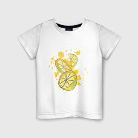Детская футболка хлопок с принтом Лимон и Лайм в Санкт-Петербурге, 100% хлопок | круглый вырез горловины, полуприлегающий силуэт, длина до линии бедер | Тематика изображения на принте: art | food | juice | juicy | lemon | lime | summer | watercolor | watercolour | акварель | акварельные фрукты | арт | брызги | витамин с | еда | желтый лимон | зеленый лайм | иллюстрация | лето | правильное питание | природа | рисунок