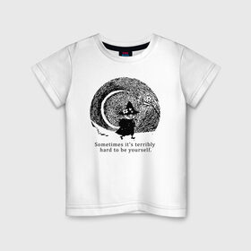 Детская футболка хлопок с принтом Snafkin в Санкт-Петербурге, 100% хлопок | круглый вырез горловины, полуприлегающий силуэт, длина до линии бедер | moominmamma | moominpappa | moomintroll | snafkin | муми тролль | муми цитаты | снусмумрик | цитаты