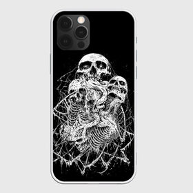 Чехол для iPhone 12 Pro Max с принтом ЧЕРЕПА в Санкт-Петербурге, Силикон |  | black | death | horror | metal | skull | white | арт | белый | зомби | кости | паутина | скелет | череп | черный