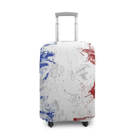 Чехол для чемодана 3D с принтом BLUE WHITE & RED в Санкт-Петербурге, 86% полиэфир, 14% спандекс | двустороннее нанесение принта, прорези для ручек и колес | abstraction | france | texture | абстракция | арт | белый | взрыв | дизайн | искусство | капли | кляксы | краска | красный | красочный | разводы | синий | текстура | флаг | флаг франции | франция | холст | цвета | эмоции