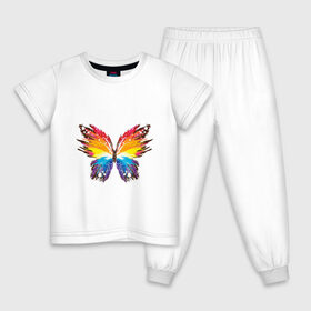 Детская пижама хлопок с принтом бабочка краской в Санкт-Петербурге, 100% хлопок |  брюки и футболка прямого кроя, без карманов, на брюках мягкая резинка на поясе и по низу штанин
 | Тематика изображения на принте: бабочка | беспозвоночные | брызги | градиент | краска | красочная | крылья | лето | мотыльки и бабочки | насекомое | насекомые | радуга | ярко