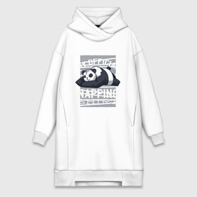 Платье-худи хлопок с принтом My Official Napping Shirt в Санкт-Петербурге,  |  | Тематика изображения на принте: english | funny | lazy | panda | английские надписи | английский язык | дневной сон | дремлет | дрыхнет | ленивая панда | ленивый | лень | люблю вздремнуть | люблю спать | панда | пандочка | прикол | сиеста