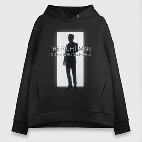 Женское худи Oversize хлопок с принтом The right man в Санкт-Петербурге, френч-терри — 70% хлопок, 30% полиэстер. Мягкий теплый начес внутри —100% хлопок | боковые карманы, эластичные манжеты и нижняя кромка, капюшон на магнитной кнопке | g man | gman | half life alyx | гмен | джимен | халф лайф аликс