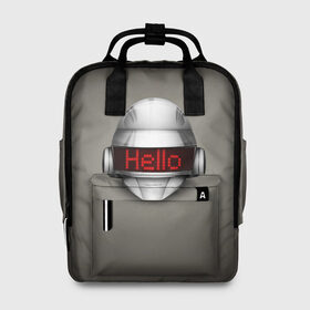 Женский рюкзак 3D с принтом Daft Punk Hello в Санкт-Петербурге, 100% полиэстер | лямки с регулируемой длиной, сверху ручки, чтобы рюкзак нести как сумку. Основное отделение закрывается на молнию, как и внешний карман. Внутри два дополнительных кармана, один из которых закрывается на молнию. По бокам два дополнительных кармашка, куда поместится маленькая бутылочка
 | Тематика изображения на принте: ги мануэль де омем кристо | ню диско | синти поп | техно | тома бангальтер | фанк | французский хаус | электроник рок