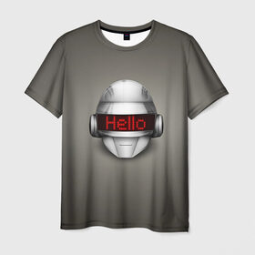 Мужская футболка 3D с принтом Daft Punk Hello в Санкт-Петербурге, 100% полиэфир | прямой крой, круглый вырез горловины, длина до линии бедер | ги мануэль де омем кристо | ню диско | синти поп | техно | тома бангальтер | фанк | французский хаус | электроник рок