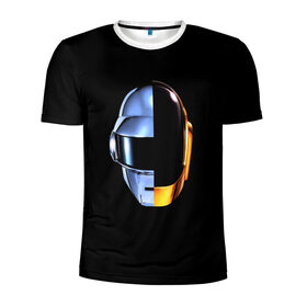 Мужская футболка 3D спортивная с принтом Daft Punk в Санкт-Петербурге, 100% полиэстер с улучшенными характеристиками | приталенный силуэт, круглая горловина, широкие плечи, сужается к линии бедра | ги мануэль де омем кристо | ню диско | синти поп | техно | тома бангальтер | фанк | французский хаус | электроник рок