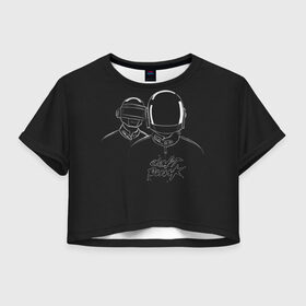 Женская футболка Crop-top 3D с принтом Daft Punk в Санкт-Петербурге, 100% полиэстер | круглая горловина, длина футболки до линии талии, рукава с отворотами | ги мануэль де омем кристо | ню диско | синти поп | техно | тома бангальтер | фанк | французский хаус | электроник рок