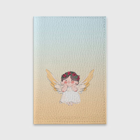 Обложка для паспорта матовая кожа с принтом акварельный ангелок в Санкт-Петербурге, натуральная матовая кожа | размер 19,3 х 13,7 см; прозрачные пластиковые крепления | акварель | ангел | ангелок | ангелочек | крылья | купидон | милашка | персонаж | рисунок | чиби