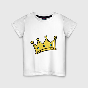 Детская футболка хлопок с принтом корона рисунок в Санкт-Петербурге, 100% хлопок | круглый вырез горловины, полуприлегающий силуэт, длина до линии бедер | босс | власть | королева | король | корона | рисунок | самолюбие | царевич | царевна | царь