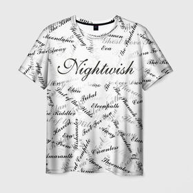 Мужская футболка 3D с принтом Nightwish Songs / Найтвиш песни (Z) в Санкт-Петербурге, 100% полиэфир | прямой крой, круглый вырез горловины, длина до линии бедер | music | nightwish | nuclear blast | rock | spinefarm | лого | музыка | найтвиш | рок | симфоник метал | тарья турунен | флор янсен