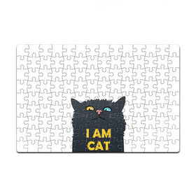 Пазл магнитный 126 элементов с принтом I AM CAT в Санкт-Петербурге, полимерный материал с магнитным слоем | 126 деталей, размер изделия —  180*270 мм | animal | cat | i am cat | meow | животное | зверь | кот | кошка | мяу