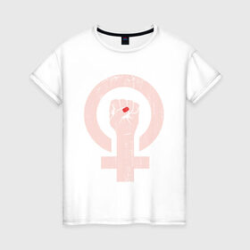 Женская футболка хлопок с принтом Женская революция в Санкт-Петербурге, 100% хлопок | прямой крой, круглый вырез горловины, длина до линии бедер, слегка спущенное плечо | feminism composition | женщина | ногти | революция | рука