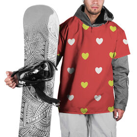 Накидка на куртку 3D с принтом Сердечки на красном паттерн в Санкт-Петербурге, 100% полиэстер |  | background | design | fabric | heart | love | pattern | red | romance | romantic | seamless | valentine | красный | любовь | рисунок | романтика | сердце | узор