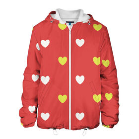 Мужская куртка 3D с принтом Сердечки на красном паттерн в Санкт-Петербурге, ткань верха — 100% полиэстер, подклад — флис | прямой крой, подол и капюшон оформлены резинкой с фиксаторами, два кармана без застежек по бокам, один большой потайной карман на груди. Карман на груди застегивается на липучку | background | design | fabric | heart | love | pattern | red | romance | romantic | seamless | valentine | красный | любовь | рисунок | романтика | сердце | узор