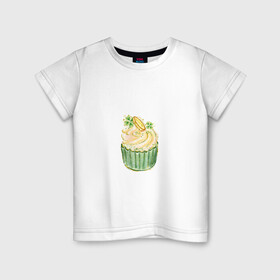 Детская футболка хлопок с принтом Кекс в Санкт-Петербурге, 100% хлопок | круглый вырез горловины, полуприлегающий силуэт, длина до линии бедер | еда | капкейк | сладкое