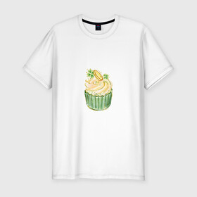 Мужская футболка хлопок Slim с принтом Кекс в Санкт-Петербурге, 92% хлопок, 8% лайкра | приталенный силуэт, круглый вырез ворота, длина до линии бедра, короткий рукав | Тематика изображения на принте: еда | капкейк | сладкое