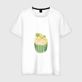Мужская футболка хлопок с принтом Кекс в Санкт-Петербурге, 100% хлопок | прямой крой, круглый вырез горловины, длина до линии бедер, слегка спущенное плечо. | еда | капкейк | сладкое