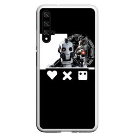 Чехол для Honor 20 с принтом Андроид XBOT 4000 в Санкт-Петербурге, Силикон | Область печати: задняя сторона чехла, без боковых панелей | андроид | белочерный | белый | знак | кот | котик | кошка | любовь | механизм | робот | роботы | черный