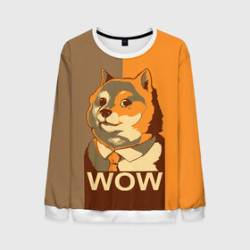 Мужской свитшот 3D с принтом Doge Wow в Санкт-Петербурге, 100% полиэстер с мягким внутренним слоем | круглый вырез горловины, мягкая резинка на манжетах и поясе, свободная посадка по фигуре | animal | art | dog | doge | dogecoin | many x | mem | meme | new | poster | such x | wave | wow | арт | в | галстук | галстуке | двухцветная | животное | зверь | имени | кабосу | мем | мемас | мэм | по | постер | сиба ину | собака | хищник