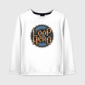 Детский лонгслив хлопок с принтом Loop Hero лого в Санкт-Петербурге, 100% хлопок | круглый вырез горловины, полуприлегающий силуэт, длина до линии бедер | games | knight | logo | loop hero | magic | rogue like | russia | steam | sword | герой петли | игры | лого | магия | меч | рогалик | россия | рыцарь | стим