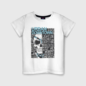 Детская футболка хлопок с принтом Череп Urban Downtown в Санкт-Петербурге, 100% хлопок | круглый вырез горловины, полуприлегающий силуэт, длина до линии бедер | downtown | urban | абстракция | кости | скелет | чеперушка | череп