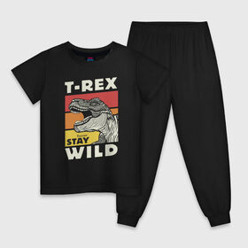 Детская пижама хлопок с принтом T-rex wild в Санкт-Петербурге, 100% хлопок |  брюки и футболка прямого кроя, без карманов, на брюках мягкая резинка на поясе и по низу штанин
 | dino | t rex | wild | дино | динозавр | закат | зверь | хищник