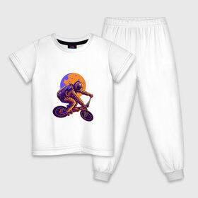 Детская пижама хлопок с принтом Space Bike в Санкт-Петербурге, 100% хлопок |  брюки и футболка прямого кроя, без карманов, на брюках мягкая резинка на поясе и по низу штанин
 | space bike | астронавт | байк | велик | велосипед | космонавт | луна